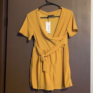 Boohoo Tie Waist Playsuit